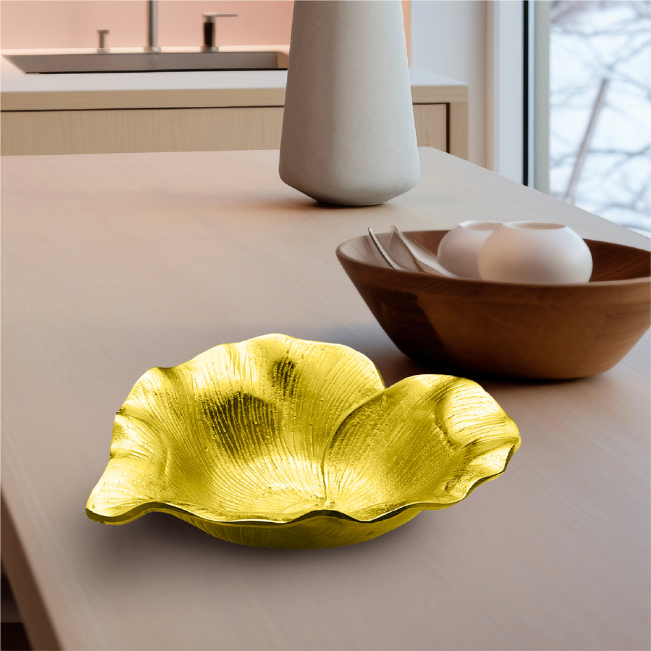 GOLDEN & SILVER LEAF SHAPED BOWL Z1844