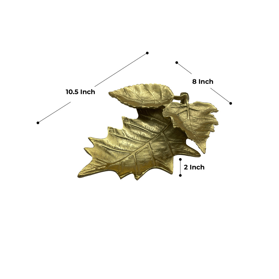 GOLDEN & SILVER 3 SECTION LEAF TRAY Z1825