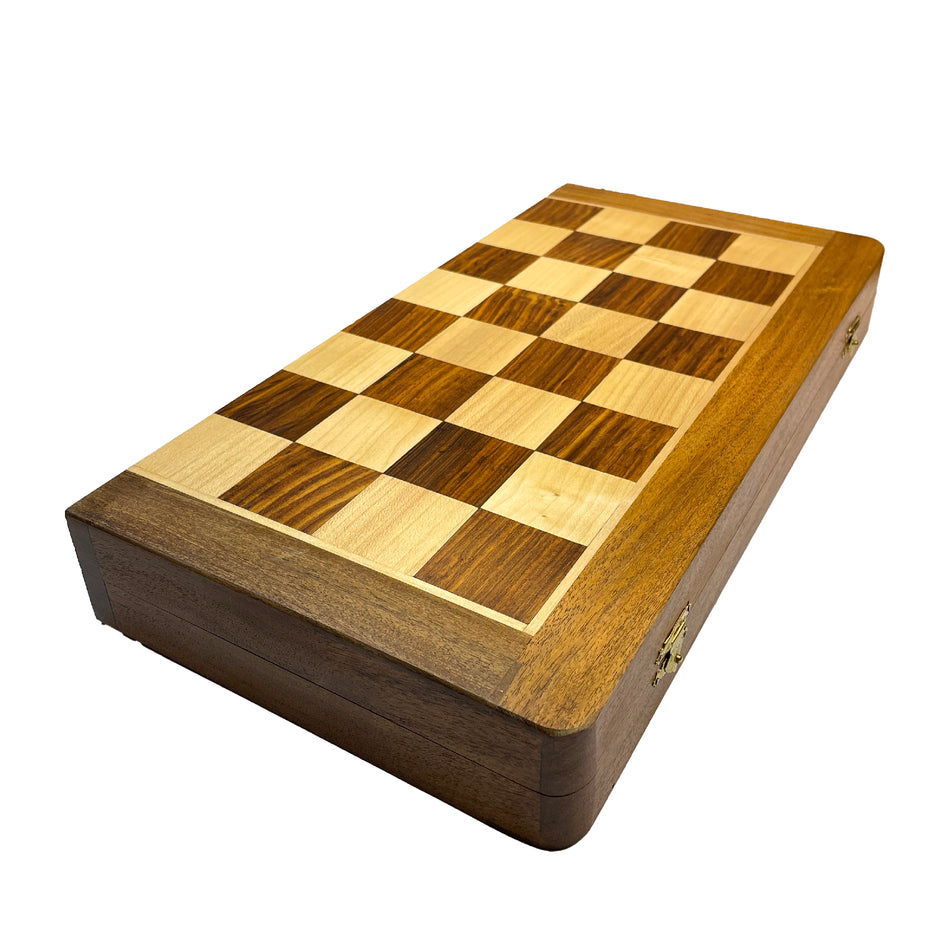 Brass Chess Set Sleek with 14" Chess Box