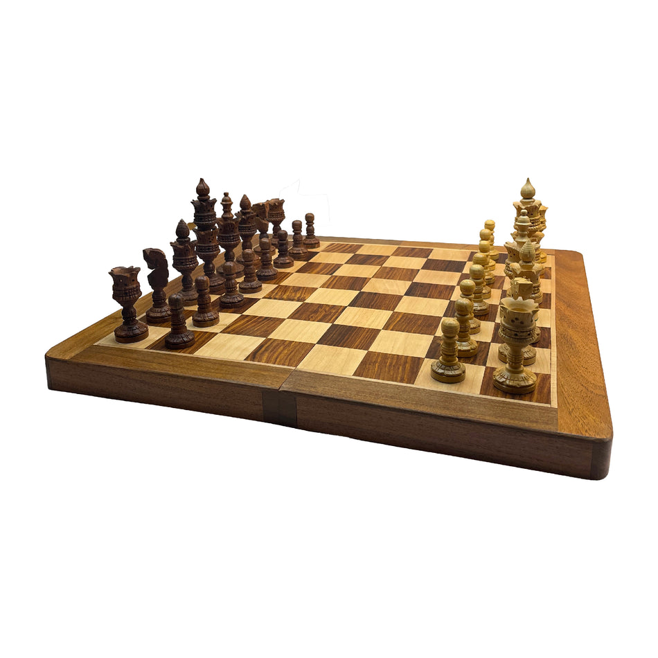 Brass Chess Set Sleek with 14" Chess Box