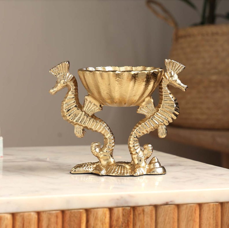 Golden Sea Horse Bowl