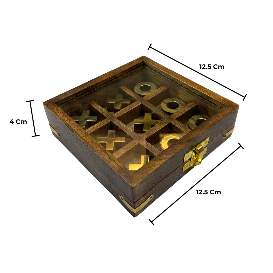 5" Sh/w Tic Tac Toe W/Brass & Sh/w Coins Top Glass - Top Plain