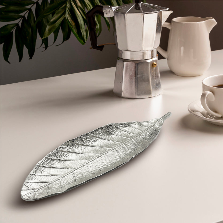 GOLDEN & SILVER LONG LEAF TRAY Z1821